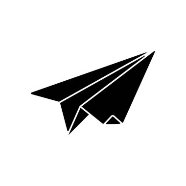 kağıt uçak. origami planör. Beyaz arka planda siyah simgesi