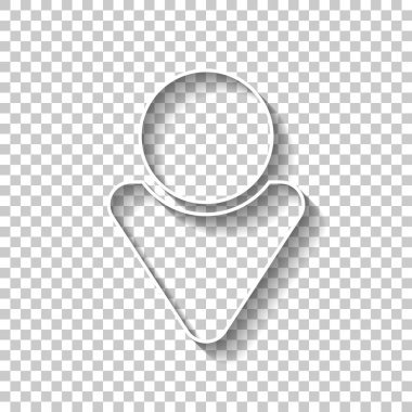 Basit erkek sembolü. Adam simgesi. Gölge şeffaf arka plan üzerinde beyaz anahat işaretiyle