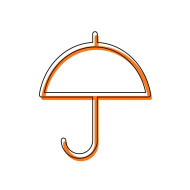 Basit şemsiye simgesi. Doğrusal, ince anahat. İzole simge siyah ince dağılımı ve farklı katmanlarda doldurma taşındı turuncu oluşan. Beyaz arka plan