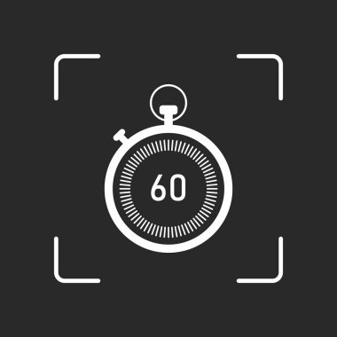 Kronometre. basit simgesi. Beyaz nesne kamera otomatik odaklama koyu arka plan üzerinde