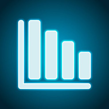 Azalan grafik hat simgesi. Neon tarzı. Işık dekorasyon simgesi. Parlak elektrik sembolü