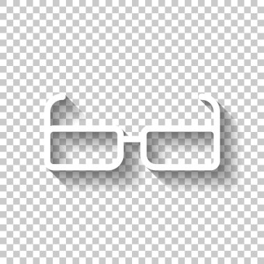 Akıllı gözlük kare. Doğrusal anahat simgesi. Gölge şeffaf arka plan üzerinde beyaz simgesi