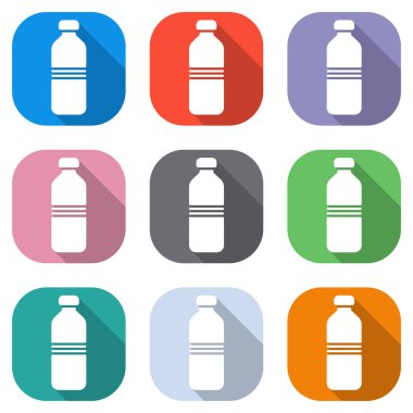 şişe su, basit simgesi. Beyaz simgeleri uygulamalar için renkli kareler olarak ayarlayın. Sorunsuz imkanı ve desen poster için