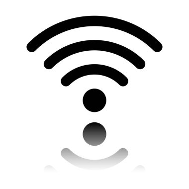 kablosuz simgesi. Siyah beyaz arka plan ayna yansıması simgesiyle