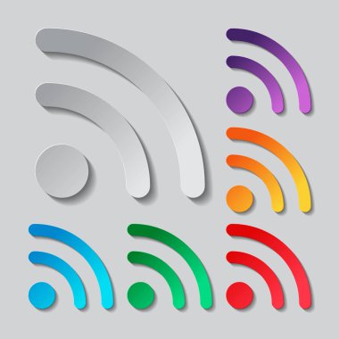 RSS Icon set. Kağıt tasarımı renkli nesneleri ile