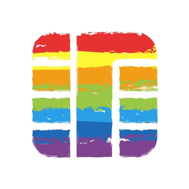 Kredi kartı simgesinin çip. İşareti Lgbt style, gökkuşağı kırmızı, turuncu, sarı, yeşil, mavi, Indigo, menekşe, yedi renk ile çizim