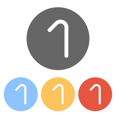 Bir numara, sayısal, basit bir mektup. Renkli daireler üzerinde beyaz simgeler kümesi