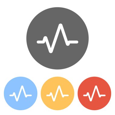 Basit darbe simgesi. Renkli daireler üzerinde beyaz simgeler kümesi