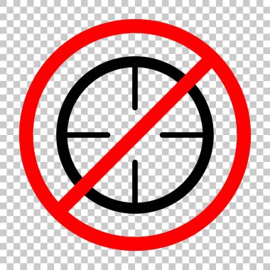 Basit hedef simgesini. Siyah kırmızı uyarı işareti şeffaf arka plan ile nesnesinde izin yok