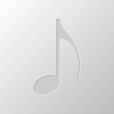 Müzik Not simgesi. Kağıt tasarımı. Düzenlenen sembolü. Çekirdeksiz stili
