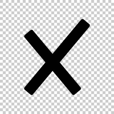 Yanlış işareti simgesi. Saydam arka plan üzerinde siyah simgesi.