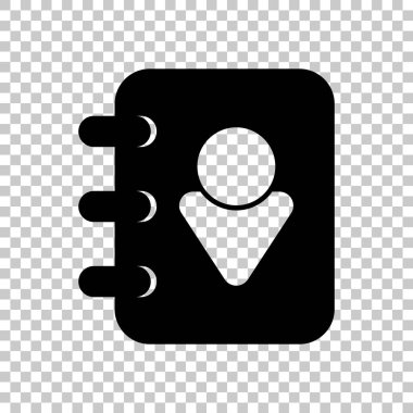 Adres defteri kapak adam simgesi olan. Saydam arka plan üzerinde.