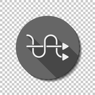 çapraz ok. basit siluet. Saydam arka plan üzerinde bir dairede uzun gölge beyaz düz simgesi