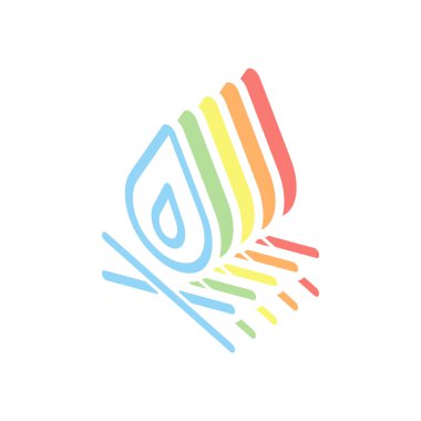 alev ateş. basit siluet. Beyaz arka plan üzerinde renkli izometrik simgeler yığını