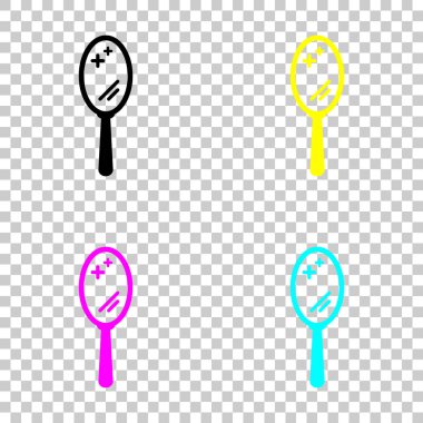 Basit el ayna simgesi. Cmyk simgeleri şeffaf arka plan üzerinde renkli dizi