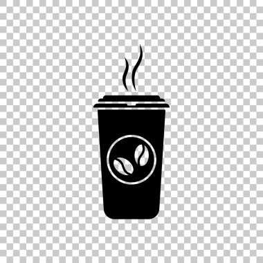 bir fincan sıcak kahve simgesi. Saydam arka plan siyah sembolü