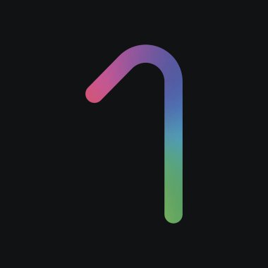 Bir numara, sayısal, basit bir mektup. Gökkuşağı rengi ve koyu arka plan