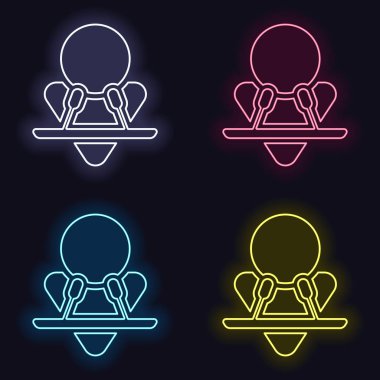 Erkek sözcü kutsal kişilerin resmi. Neon işareti kümesi. Koyu arka plan üzerinde casino tarzı. Seamless modeli