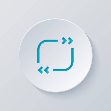 Metin teklif Meydanı. Basit simgesi. Gri ve mavi katmanları ile daire kes. Kağıt tarzı