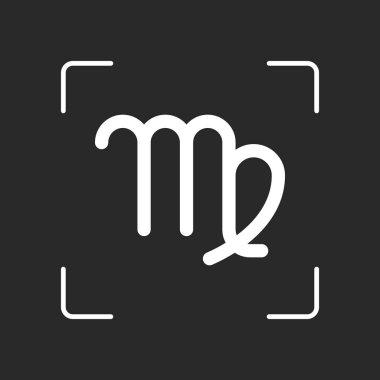 Astrolojik işaret. Başak basit simgesi. Beyaz nesne kamera otomatik odaklama koyu arka plan üzerinde