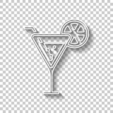 kokteyl. basit siluet. Gölge şeffaf arka plan üzerinde beyaz anahat işaretiyle