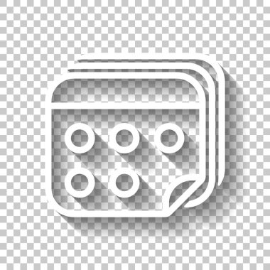 Takvim birkaç sayfa. Basit anahat simgesi. Gölge şeffaf arka plan üzerinde beyaz simgesi