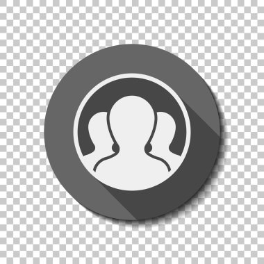 Daire, kaç kişi takımı. düz simgesi, uzun gölge, daire, şeffaf ızgara. Rozet veya etiket stili