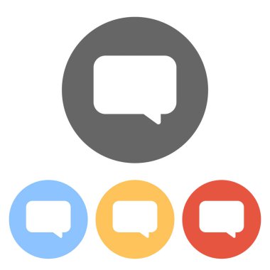 Basit metin bulut. Renkli daireler üzerinde beyaz simgeler kümesi