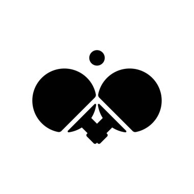 Ping pong simgesi. Beyaz arka planda siyah simgesi