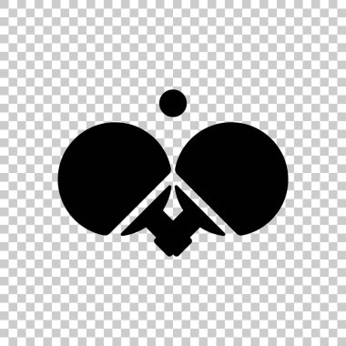 Ping pong simgesi. Saydam arka plan üzerinde siyah simgesi.