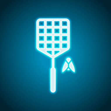 Sinek sineklik ve böcek. Basit simgesi. Neon tarzı. Işık dekorasyon simgesi. Parlak elektrik sembolü