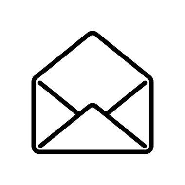 posta açık simgesi. Beyaz arka planda siyah simgesi