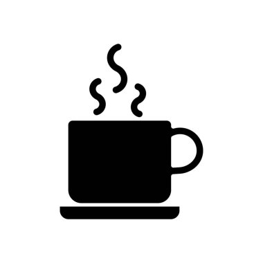 fincan sıcak çay ya da kahve simgesi. Beyaz arka planda siyah simgesi