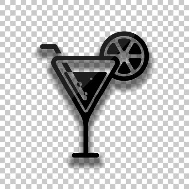 kokteyl. basit siluet. Saydam arka plan üzerinde yumuşak gölgeli siyah cam kutsal kişilerin resmi