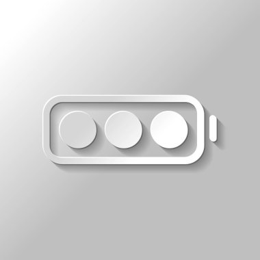 basit pil tam düzey. Kağıt tarzı ile gölge gri arka plan üzerinde