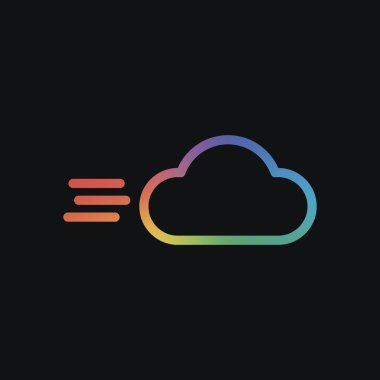 Rüzgarlı simgesi. Doğrusal, ince anahat. Gökkuşağı rengi ve koyu arka plan