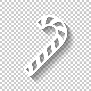 Noel candy simgesi, lolipop tatlı çizgili. Gölge şeffaf arka plan üzerinde beyaz simgesi