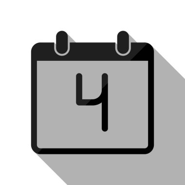 4 gün, basit simgesi ile takvim. Uzun gölge beyaz arka planda siyah nesnesiyle