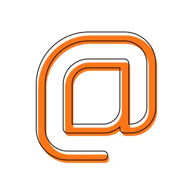 E-posta simgesi, Internet posta kutsal kişilerin resmi. Doğrusal, ince anahat. İzole simge siyah ince dağılımı ve farklı katmanlarda doldurma taşındı turuncu oluşan. Beyaz arka plan