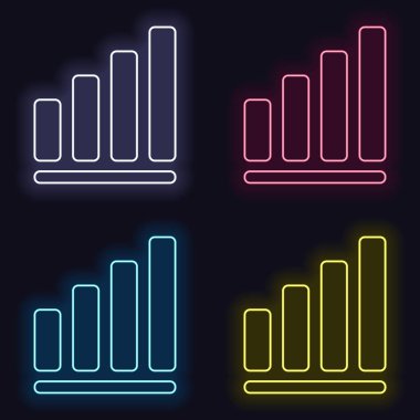 Büyüyen grafik hat simgesi. Moda neon işareti kümesi. Koyu arka plan üzerinde casino tarzı. Seamless modeli