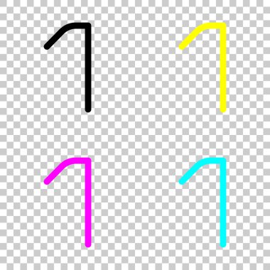 1 numara, rakamı, bir. Cmyk simgeleri şeffaf arka plan üzerinde renkli dizi