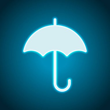 şemsiye simgesi. Neon tarzı. Işık dekorasyon simgesi. Parlak elektrik sembolü