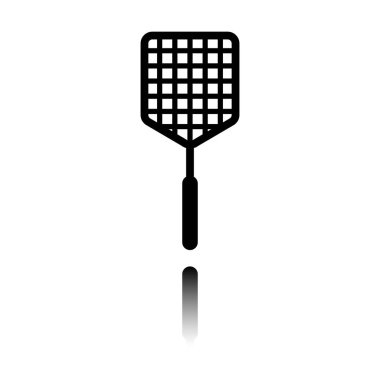 Sinek sineklik simgesi. Siyah beyaz arka plan ayna yansıması simgesiyle