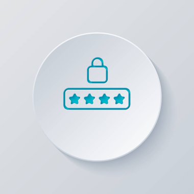 • PIN kodu ve kilit. Basit simgesi. Gri ve mavi katmanları ile daire kes. Kağıt tarzı