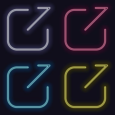 Paylaşımı, oturum kapatma veya karşıya yükleme. Çapraz ok Meydanı dışarı. Neon işareti kümesi. Koyu arka plan üzerinde casino tarzı. Seamless modeli