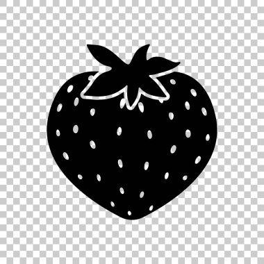 çilek simgesi. Saydam arka plan üzerinde siyah simgesi.