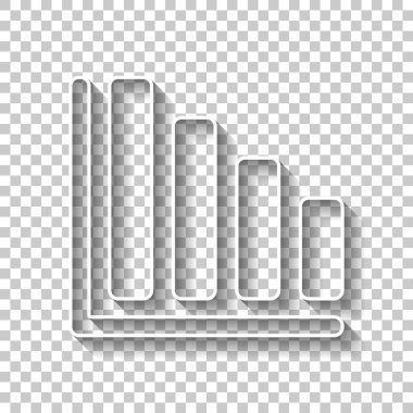 Azalan grafik hat simgesi. Gölge şeffaf arka plan üzerinde beyaz anahat işaretiyle