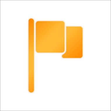 Basit bayrak simgesi. Portakal işareti beyaz arka plan üzerinde düşük ışık ile