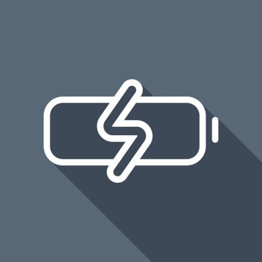 Basit şarj pil, şarj düzeyi. Uzun Gölge arka plan üzerinde beyaz düz simgesi