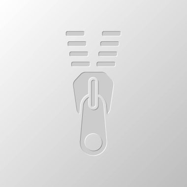 Fermuar aracı simgesini, açık durumu. Kağıt tasarımı. Düzenlenen sembolü. Çekirdeksiz stili